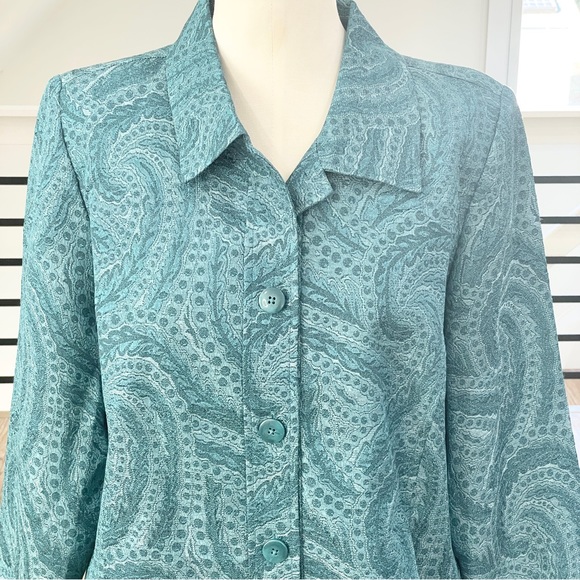 LD SALE ITEM: NWT L Susan Graver teal blue sparkly blazer - Picture 4 of 5